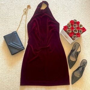 🇨🇦Stunning Velvet Burgundy Backless Mini Dress! Made in Canada